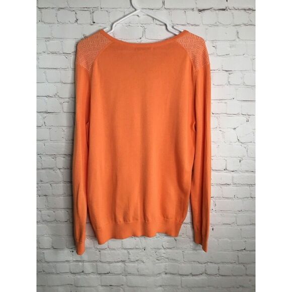 Cutter‎ & Buck Women’s XL Peache Orange Pullover V-neck Cotton Sweater - Picture 5 of 9